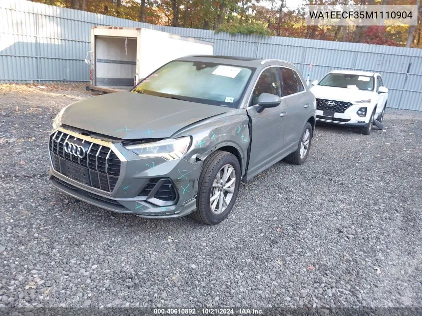 2021 Audi Q3 Premium Plus S Line 45 VIN: WA1EECF35M1110904 Lot: 40610892