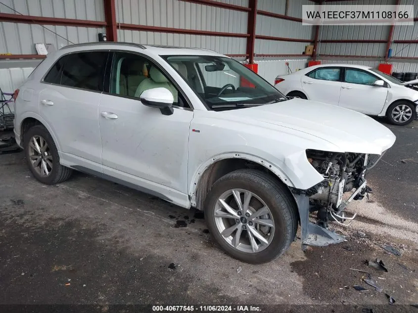 2021 Audi Q3 Premium Plus 45 Tfsi S Line Quattro Tiptronic VIN: WA1EECF37M1108166 Lot: 40677545