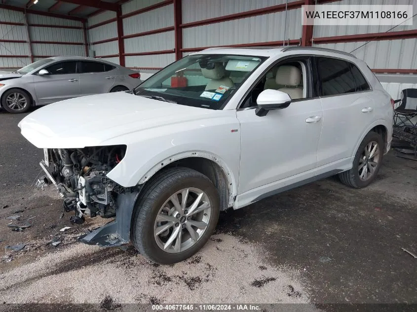 2021 Audi Q3 Premium Plus 45 Tfsi S Line Quattro Tiptronic VIN: WA1EECF37M1108166 Lot: 40677545