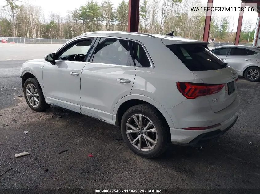 2021 Audi Q3 Premium Plus 45 Tfsi S Line Quattro Tiptronic VIN: WA1EECF37M1108166 Lot: 40677545