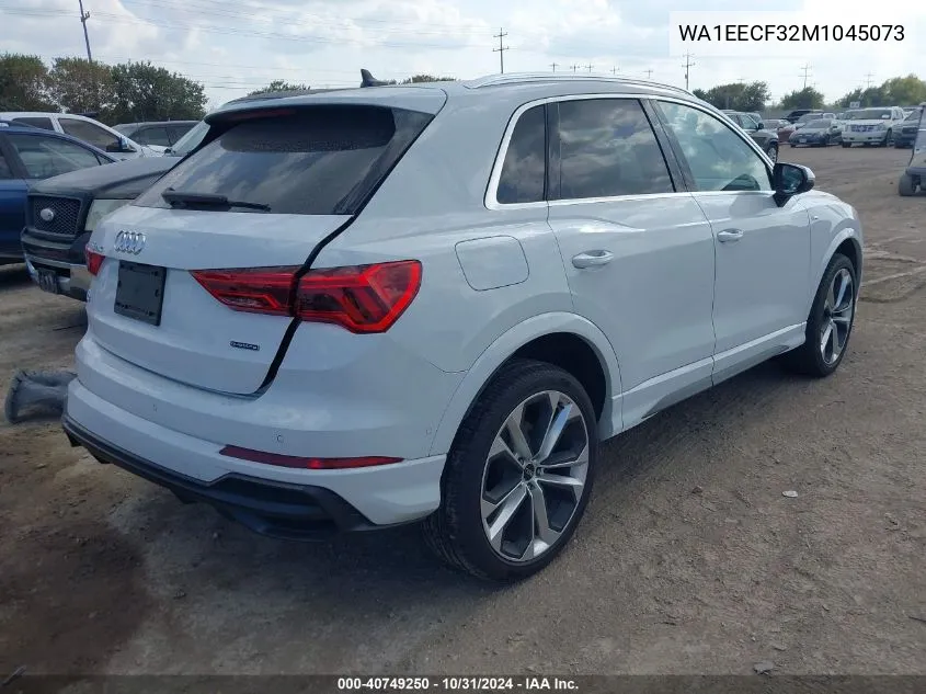 2021 Audi Q3 Premium Plus 45 Tfsi S Line Quattro Tiptronic VIN: WA1EECF32M1045073 Lot: 40749250