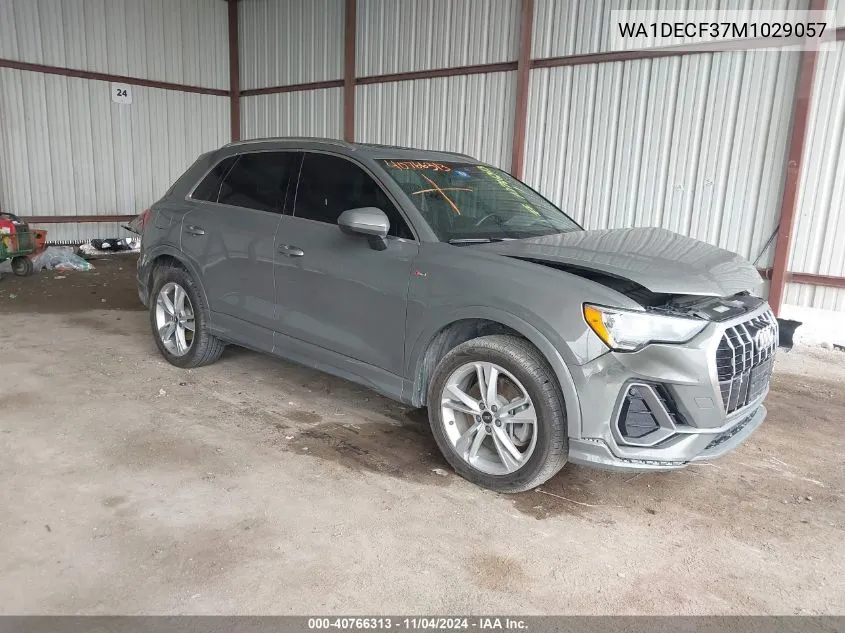 2021 Audi Q3 Premium 45 Tfsi S Line Quattro Tiptronic VIN: WA1DECF37M1029057 Lot: 40766313