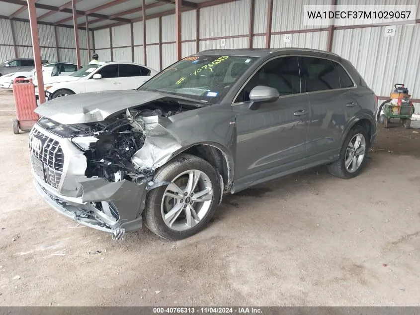 2021 Audi Q3 Premium 45 Tfsi S Line Quattro Tiptronic VIN: WA1DECF37M1029057 Lot: 40766313