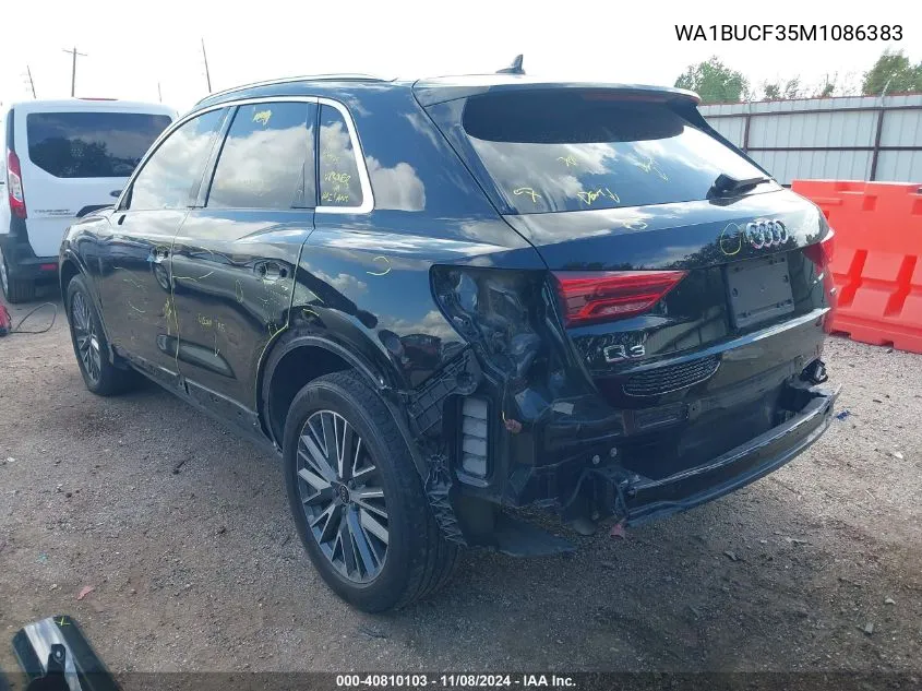 2021 Audi Q3 Premium Plus 40 Tfsi Quattro Tiptronic VIN: WA1BUCF35M1086383 Lot: 40810103