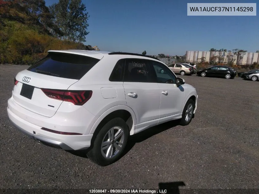 2022 Audi Q3 Premium 40 VIN: WA1AUCF37N1145298 Lot: 12038047