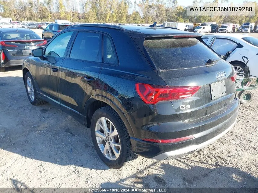 2022 Audi Q3 VIN: WA1AECF36N1079288 Lot: 12129666