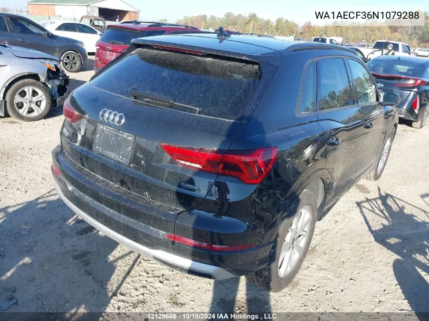 2022 Audi Q3 VIN: WA1AECF36N1079288 Lot: 12129666