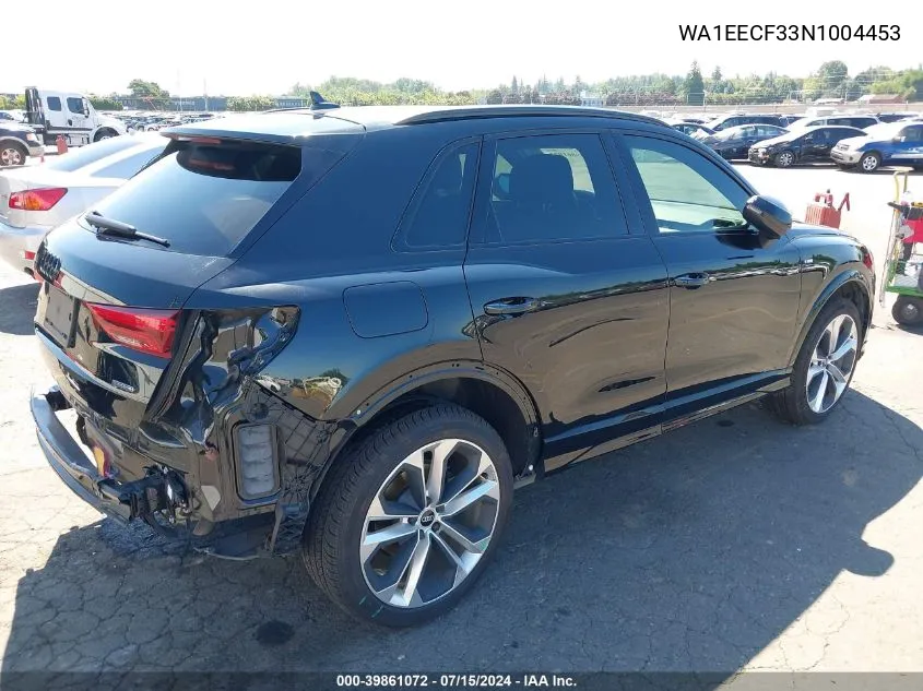 2022 Audi Q3 Premium Plus 45 Tfsi S Line Quattro Tiptronic VIN: WA1EECF33N1004453 Lot: 39861072