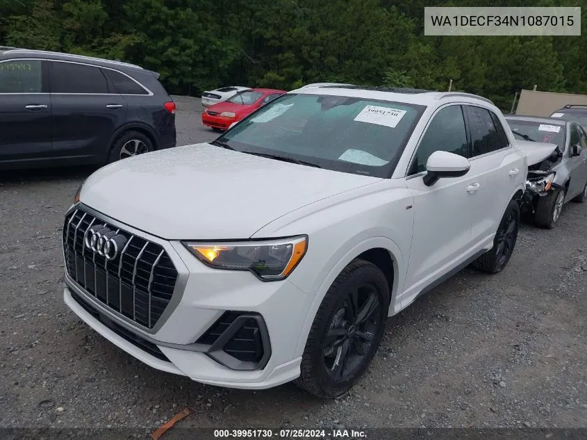 WA1DECF34N1087015 2022 Audi Q3 Premium 45 Tfsi S Line Quattro Tiptronic