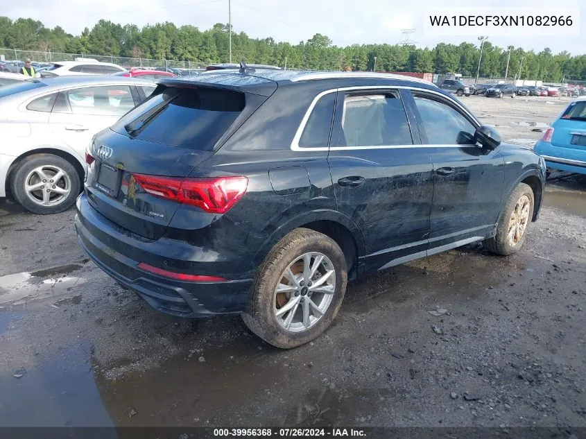 2022 Audi Q3 Premium 45 Tfsi S Line Quattro Tiptronic VIN: WA1DECF3XN1082966 Lot: 39956368