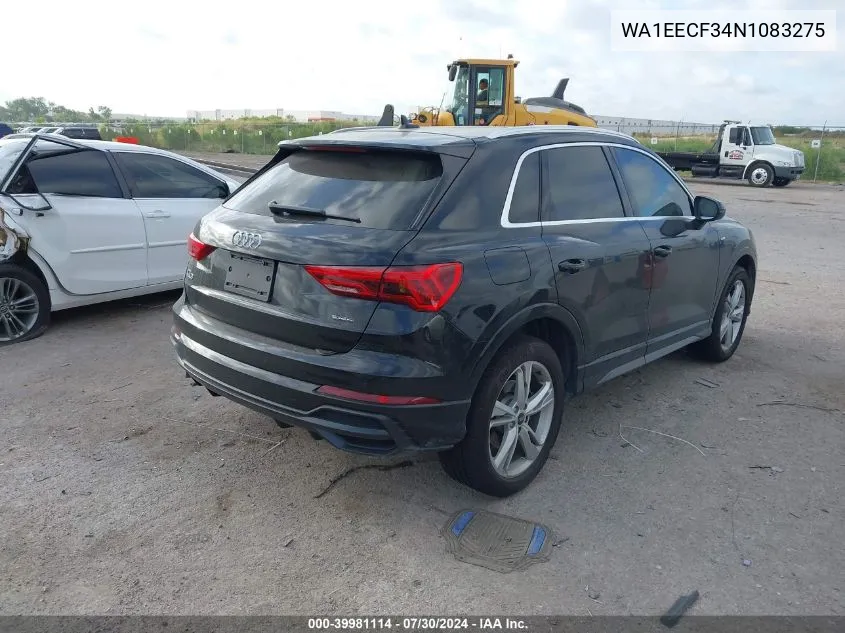 2022 Audi Q3 Premium Plus 45 Tfsi S Line Quattro Tiptronic VIN: WA1EECF34N1083275 Lot: 39981114