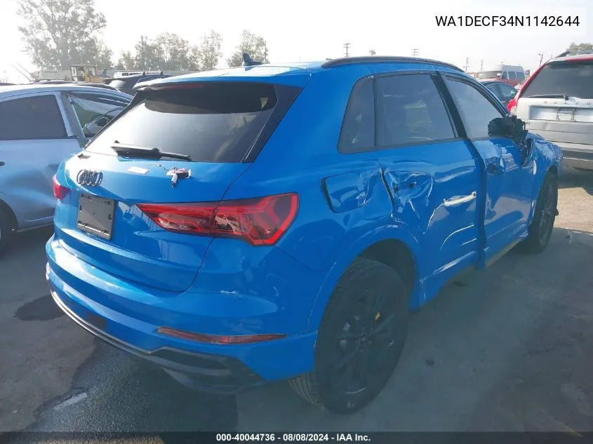 WA1DECF34N1142644 2022 Audi Q3 Premium 45 Tfsi S Line Quattro Tiptronic