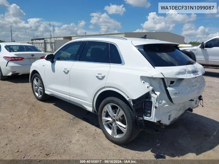 WA1DECF31N1099087 2022 Audi Q3 Premium 45 Tfsi S Line Quattro Tiptronic