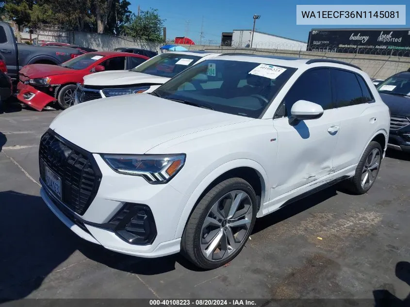 WA1EECF36N1145081 2022 Audi Q3 Premium Plus 45 Tfsi S Line Quattro Tiptronic