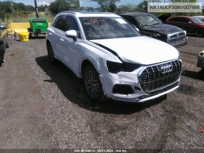 WA1AUCF30N1007988 2022 Audi Q3 Premium 40