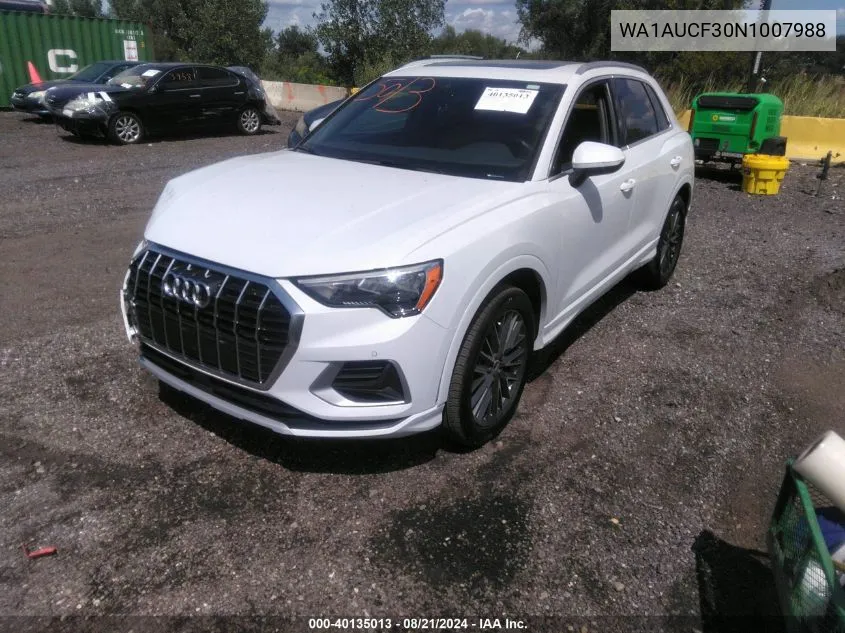 WA1AUCF30N1007988 2022 Audi Q3 Premium 40