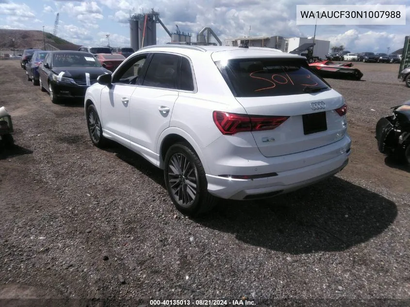 WA1AUCF30N1007988 2022 Audi Q3 Premium 40