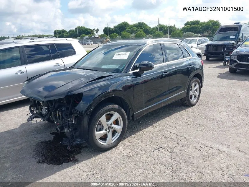 2022 Audi Q3 Premium 40 Tfsi Quattro Tiptronic VIN: WA1AUCF32N1001500 Lot: 40141026