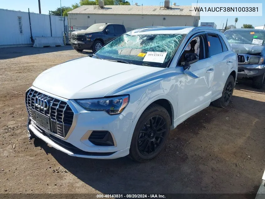 WA1AUCF38N1003381 2022 Audi Q3 Premium 40