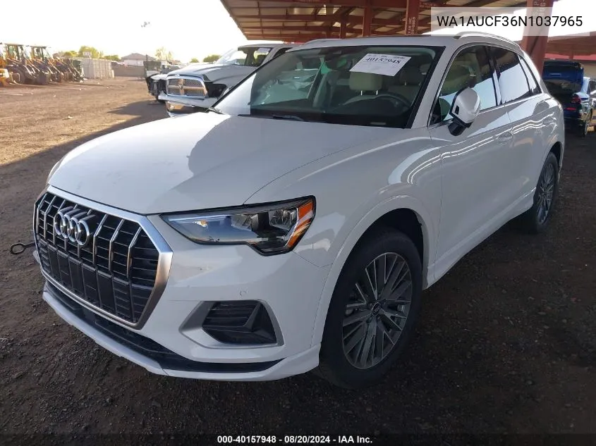 WA1AUCF36N1037965 2022 Audi Q3 Premium 40 Tfsi Quattro Tiptronic