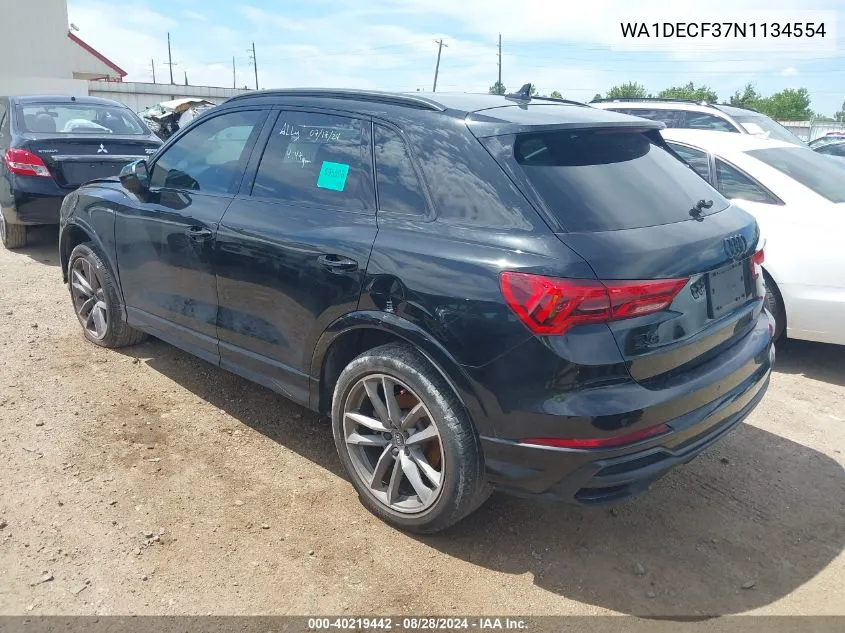 WA1DECF37N1134554 2022 Audi Q3 Premium 45 Tfsi S Line Quattro Tiptronic