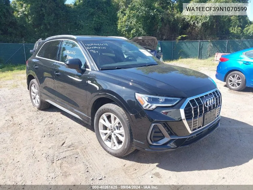 2022 Audi Q3 Premium Plus 45 Tfsi S Line Quattro Tiptronic VIN: WA1EECF39N1070599 Lot: 40261625