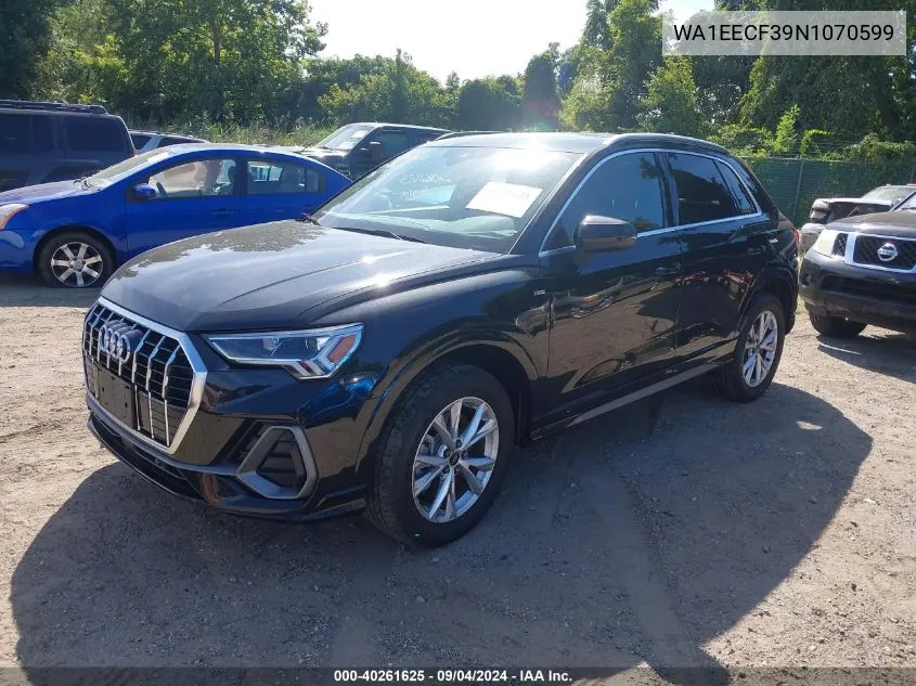 2022 Audi Q3 Premium Plus 45 Tfsi S Line Quattro Tiptronic VIN: WA1EECF39N1070599 Lot: 40261625