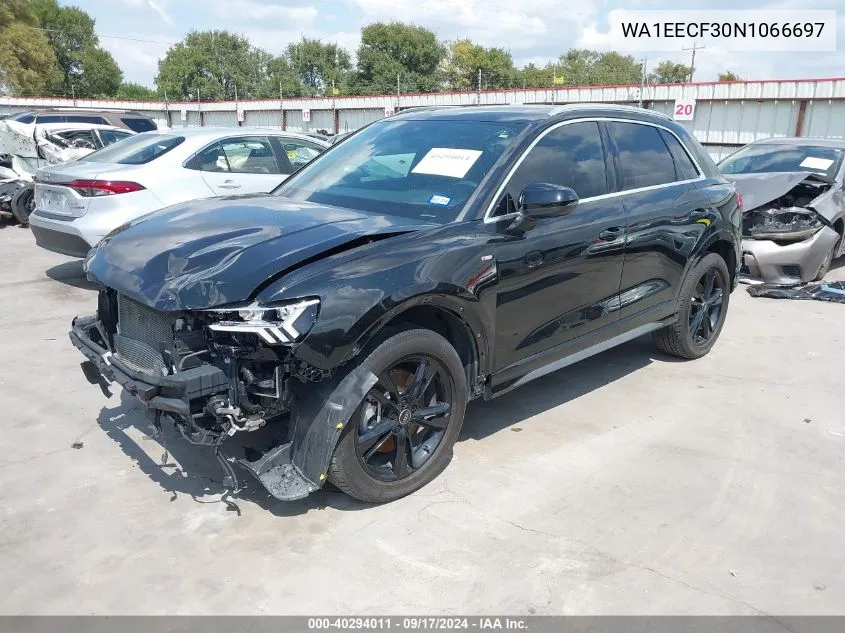 2022 Audi Q3 Premium Plus 45 Tfsi S Line Quattro Tiptronic VIN: WA1EECF30N1066697 Lot: 40294011