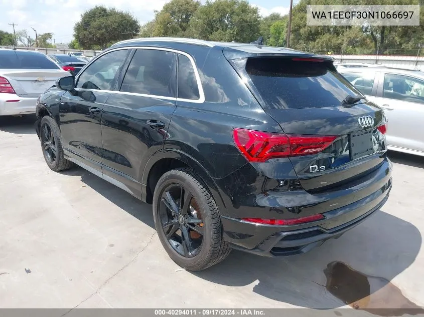 2022 Audi Q3 Premium Plus 45 Tfsi S Line Quattro Tiptronic VIN: WA1EECF30N1066697 Lot: 40294011