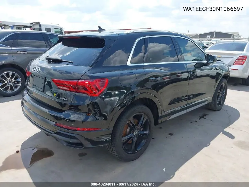 2022 Audi Q3 Premium Plus 45 Tfsi S Line Quattro Tiptronic VIN: WA1EECF30N1066697 Lot: 40294011