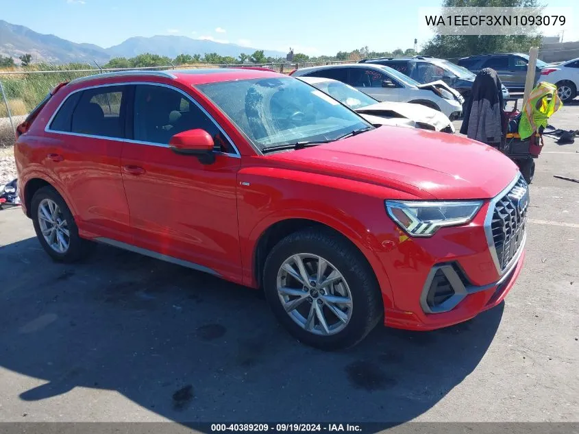 2022 Audi Q3 Premium Plus 45 Tfsi S Line Quattro Tiptronic VIN: WA1EECF3XN1093079 Lot: 40389209