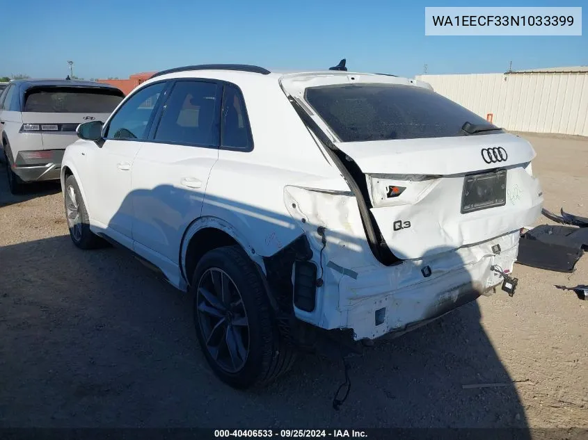 WA1EECF33N1033399 2022 Audi Q3 Premium Plus 45 Tfsi S Line Quattro Tiptronic