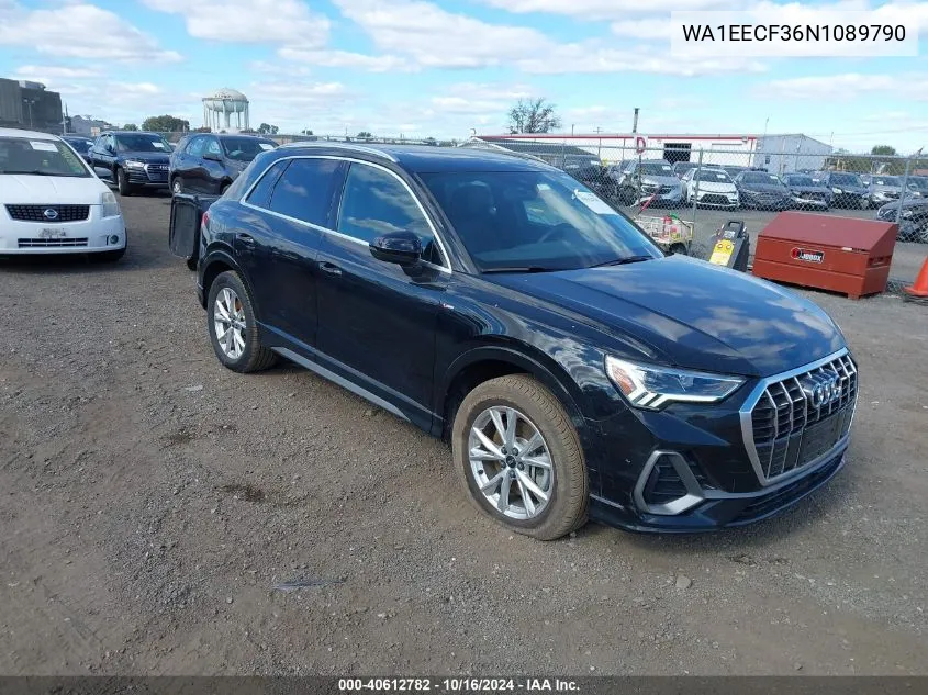 2022 Audi Q3 Premium Plus 45 Tfsi S Line Quattro Tiptronic VIN: WA1EECF36N1089790 Lot: 40612782