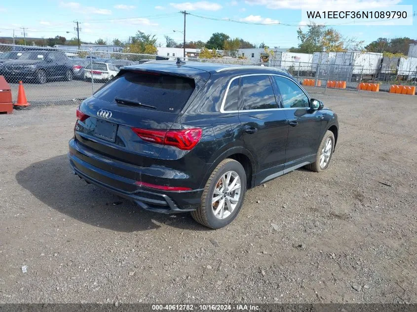 2022 Audi Q3 Premium Plus 45 Tfsi S Line Quattro Tiptronic VIN: WA1EECF36N1089790 Lot: 40612782