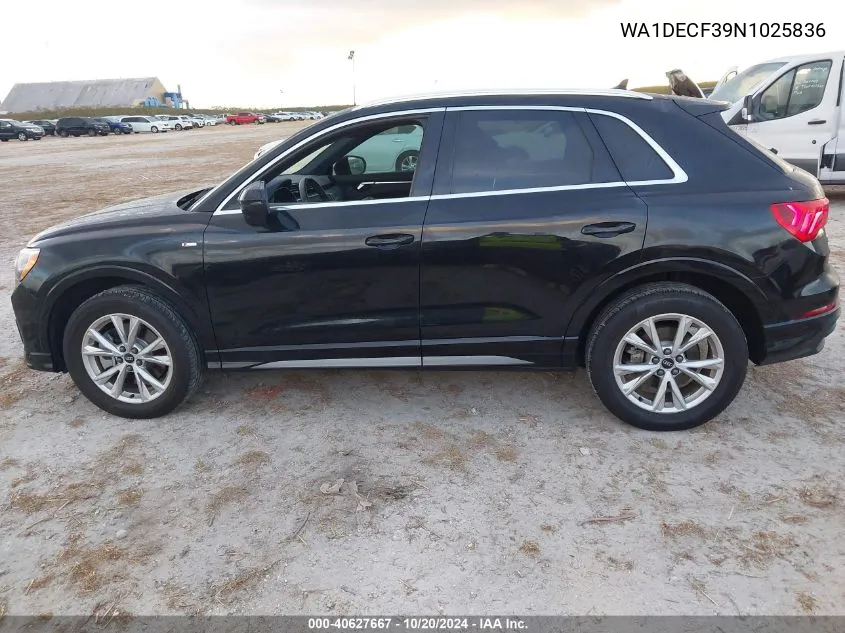 2022 Audi Q3 Premium S Line 45 VIN: WA1DECF39N1025836 Lot: 40627667