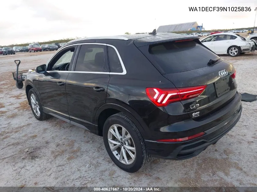 2022 Audi Q3 Premium S Line 45 VIN: WA1DECF39N1025836 Lot: 40627667