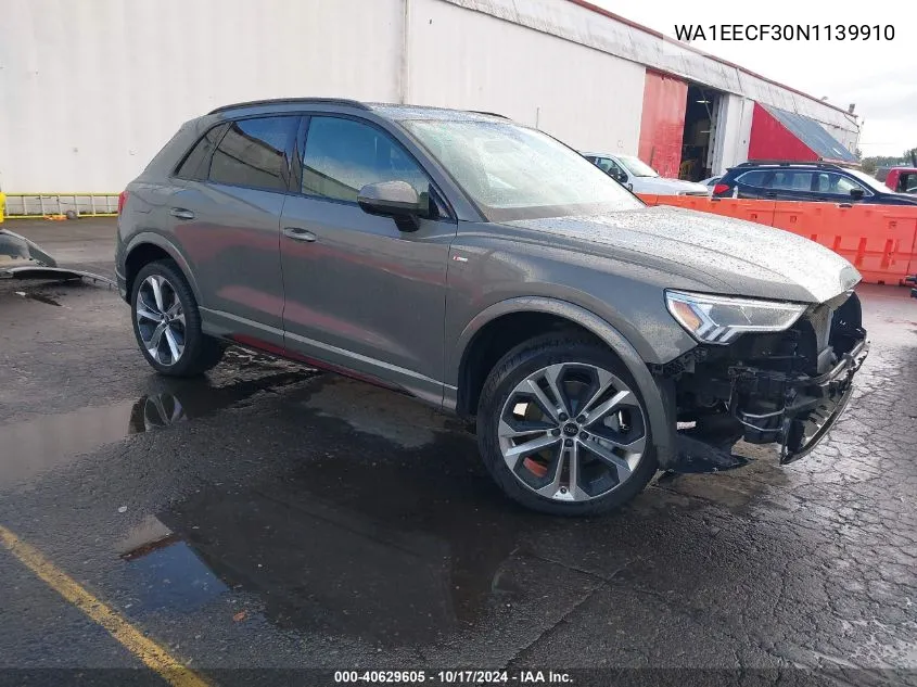 2022 Audi Q3 Premium Plus 45 Tfsi S Line Quattro Tiptronic VIN: WA1EECF30N1139910 Lot: 40629605