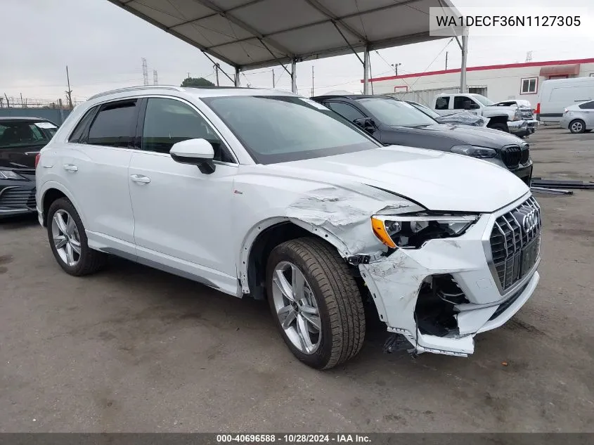 2022 Audi Q3 Premium S Line 45 VIN: WA1DECF36N1127305 Lot: 40696588