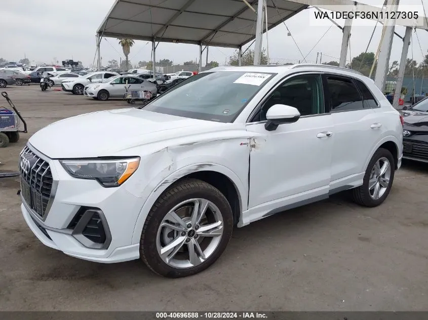 2022 Audi Q3 Premium S Line 45 VIN: WA1DECF36N1127305 Lot: 40696588