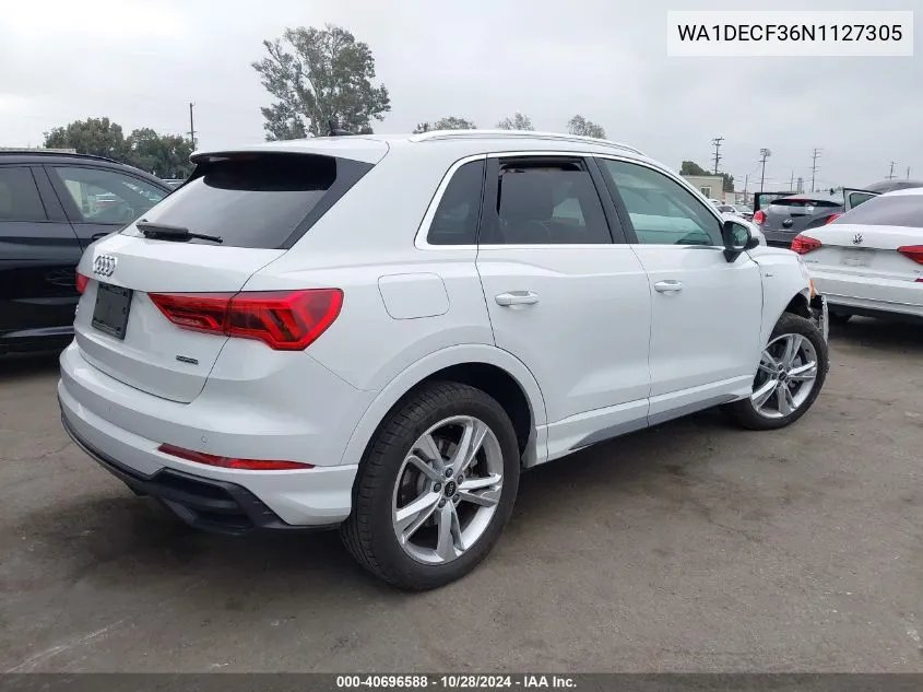 2022 Audi Q3 Premium S Line 45 VIN: WA1DECF36N1127305 Lot: 40696588