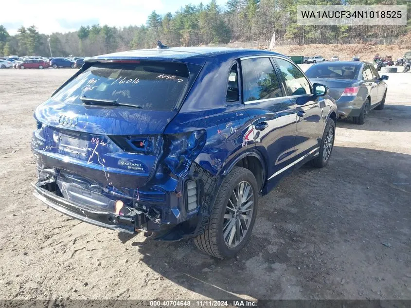 2022 Audi Q3 Premium 40 Tfsi Quattro Tiptronic VIN: WA1AUCF34N1018525 Lot: 40704648