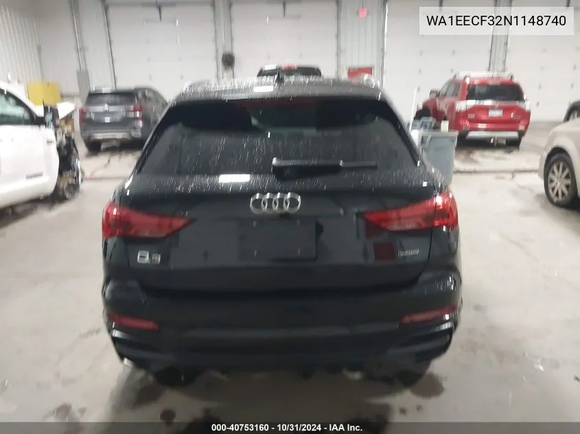 2022 Audi Q3 Premium Plus 45 Tfsi S Line Quattro Tiptronic VIN: WA1EECF32N1148740 Lot: 40753160