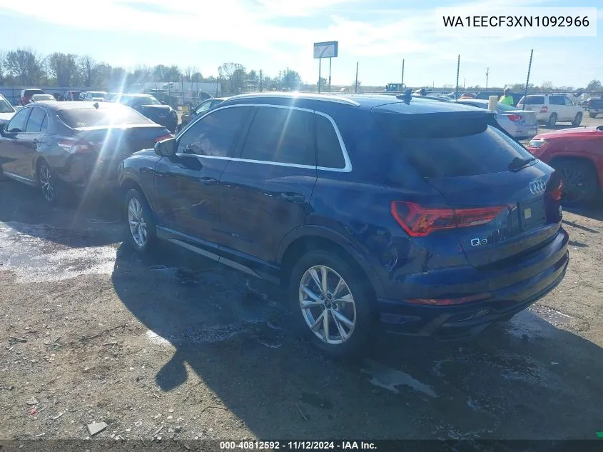 2022 Audi Q3 Premium Plus 45 Tfsi S Line Quattro Tiptronic VIN: WA1EECF3XN1092966 Lot: 40812592