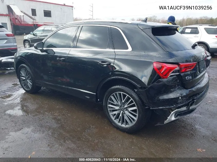 2022 Audi Q3 Premium 40 Tfsi Quattro Tiptronic VIN: WA1AUCF39N1039256 Lot: 40820843