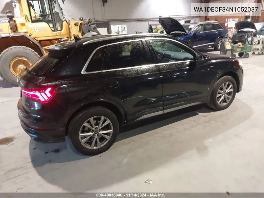 2022 Audi Q3 Premium 45 Tfsi S Line Quattro Tiptronic VIN: WA1DECF34N1052037 Lot: 40835046