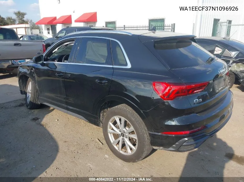 2022 Audi Q3 Premium Plus 45 Tfsi S Line Quattro Tiptronic VIN: WA1EECF37N1096926 Lot: 40842022