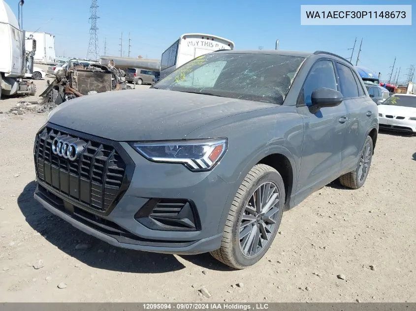 2023 Audi Q3 VIN: WA1AECF30P1148673 Lot: 12095094