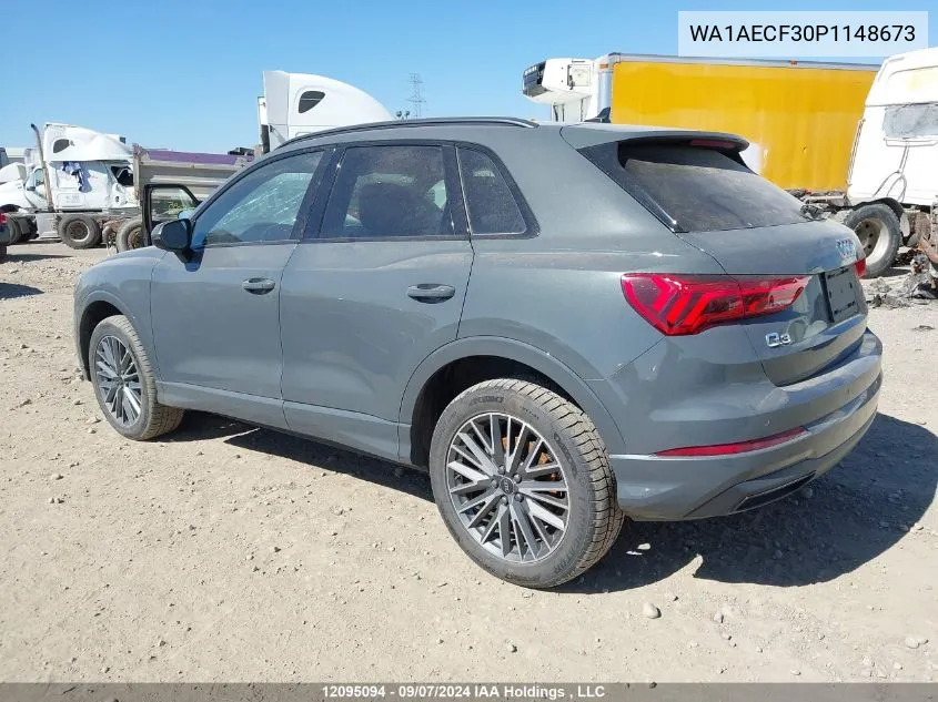 2023 Audi Q3 VIN: WA1AECF30P1148673 Lot: 12095094