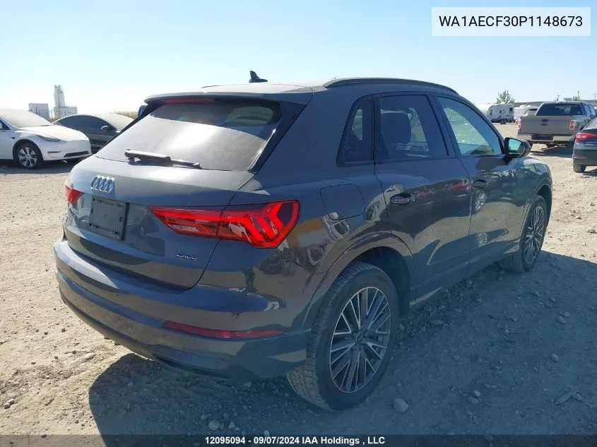 2023 Audi Q3 VIN: WA1AECF30P1148673 Lot: 12095094