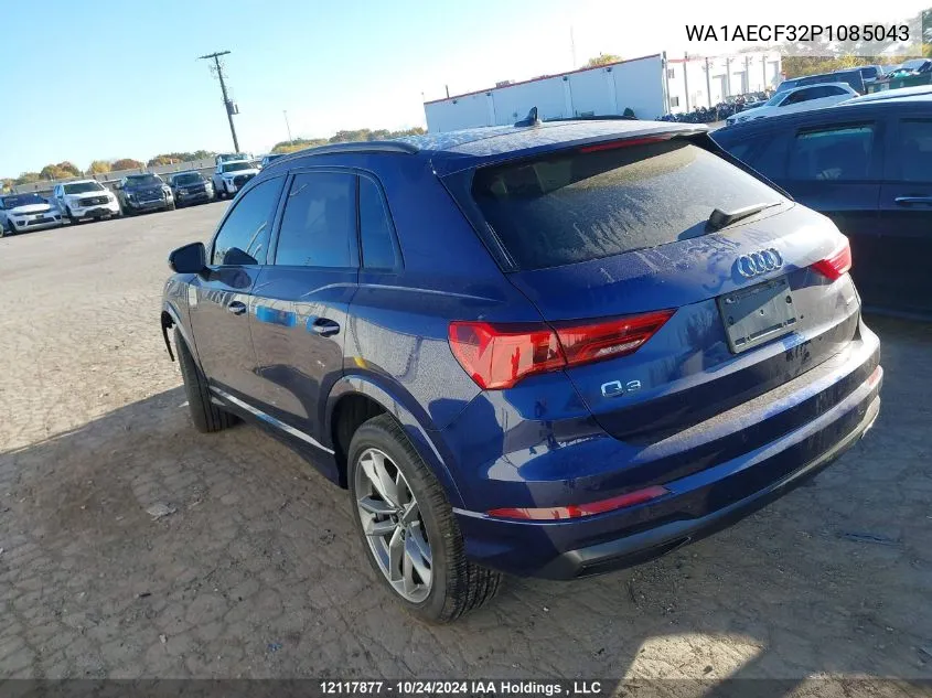 2023 Audi Q3 Komfort 45 VIN: WA1AECF32P1085043 Lot: 12117877